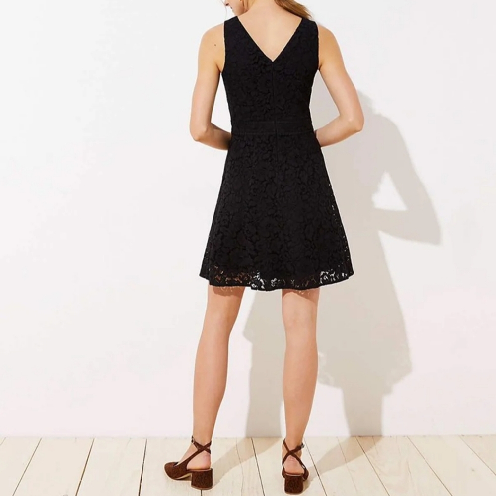 LOFT Black Lace V-Neck Dress - Picture 2 of 8